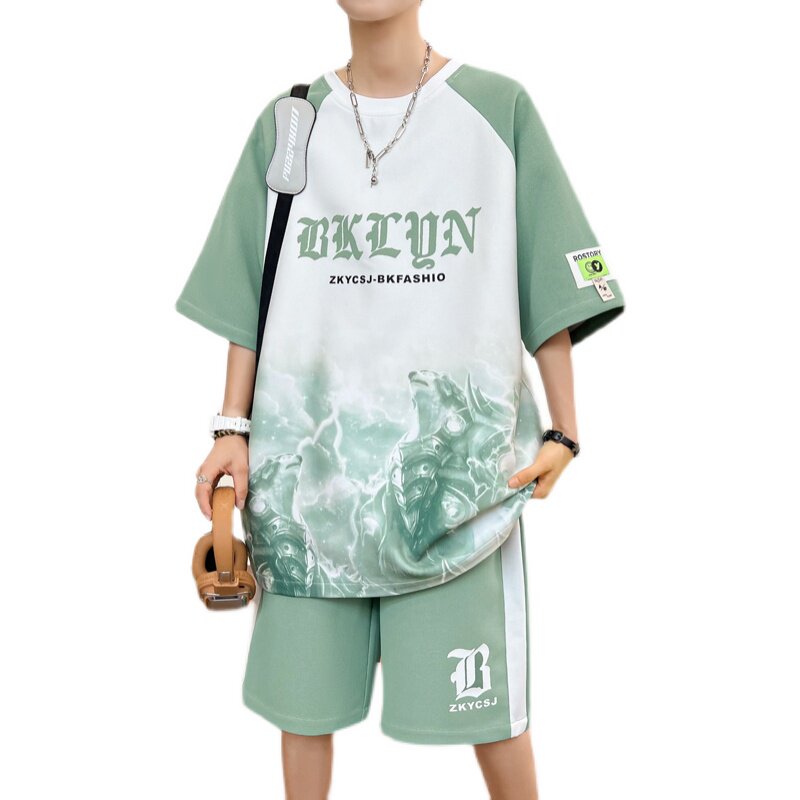 13初高中学生短袖t恤男孩12-15岁青少年潮流帅气14大童夏装套装16