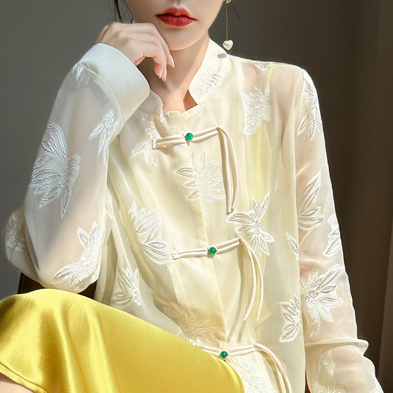 新国潮风配旗袍衬衫女防晒衫中式盘扣外套上衣宽松休闲百搭外搭,淘宝优惠券,粉丝福利购,淘宝优惠卷