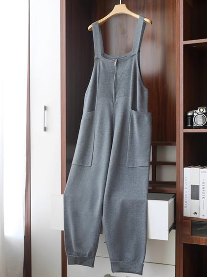 New autumn and winter wool pants solid color versatile loose knitted overalls casual fashion drape outer cashmere trousers