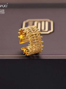 宽版镂空篱笆开口戒指