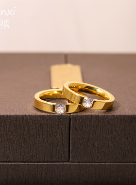 钛钢卡钻锆石小众设计时尚戒指