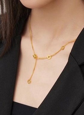 古法沙金时尚气质百搭小蛮腰项链