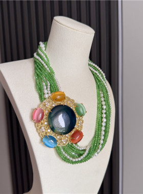 绿色系多层豪华项链轻奢首饰颈链