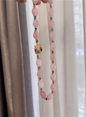 天然粉晶石设计款锁骨链简约百搭