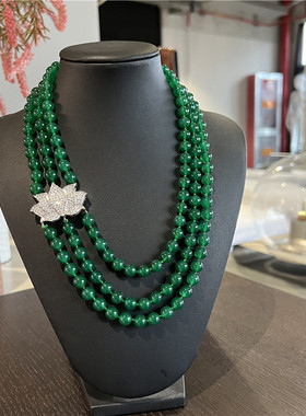 绿玛瑙女多层项链简约百搭