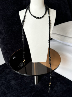 黑色首饰黑玛瑙一款多戴毛衣链女