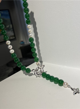 绿玛瑙毛衣链女欧美时尚首饰百搭