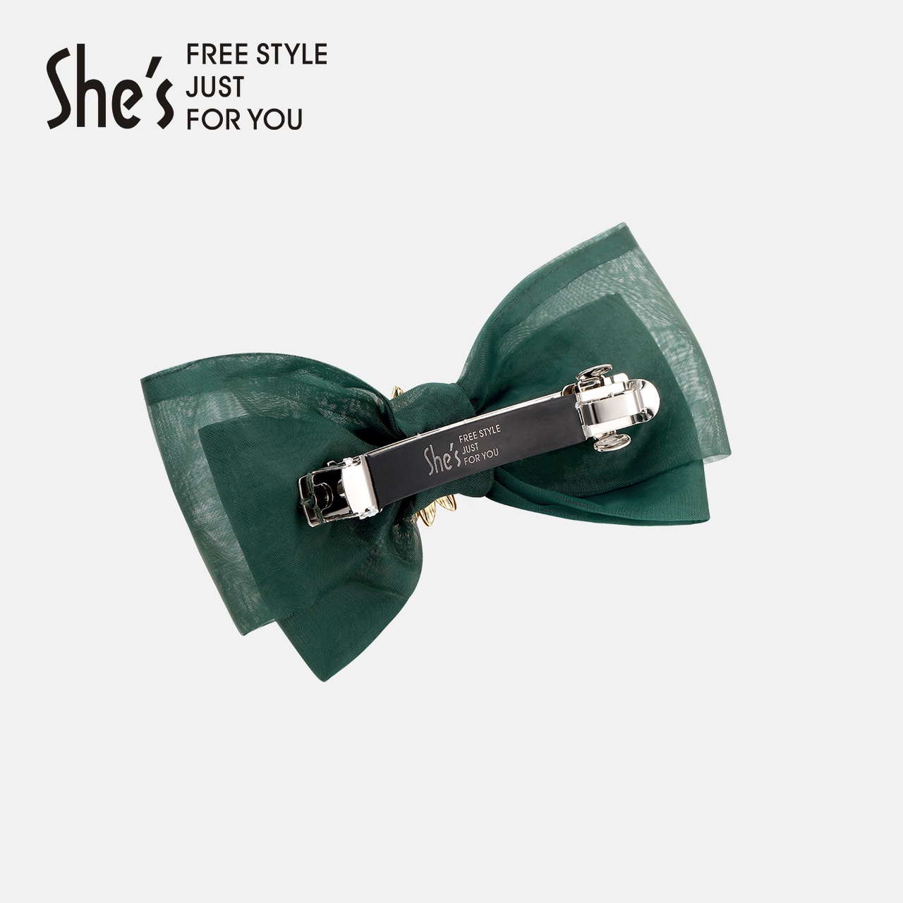 shes梵高向日葵原创矿彩工艺水晶蝴蝶结发夹