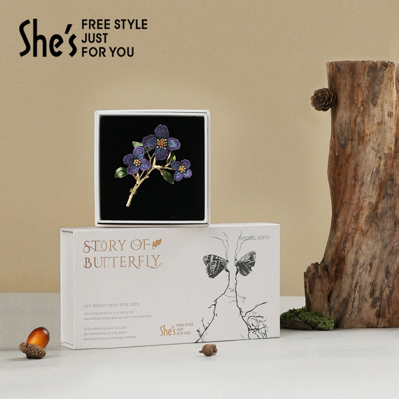 shes茜子本草纲目手工刺绣花朵气质胸针高档女胸花别针520礼物