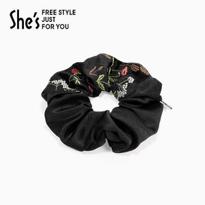 shes茜子自然复刻原创国风刺绣花卉大肠盘发发圈发箍发夹头饰