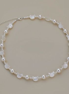 珍珠项链女淡水贝壳猫咪母贝