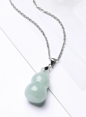 925纯银纯天然A货翡翠玉葫芦项链