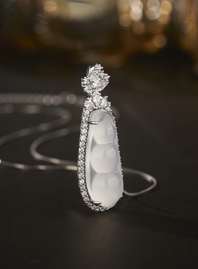 925纯银新中式玉髓四季豆福豆新款项链正品国潮时尚百搭锁骨链