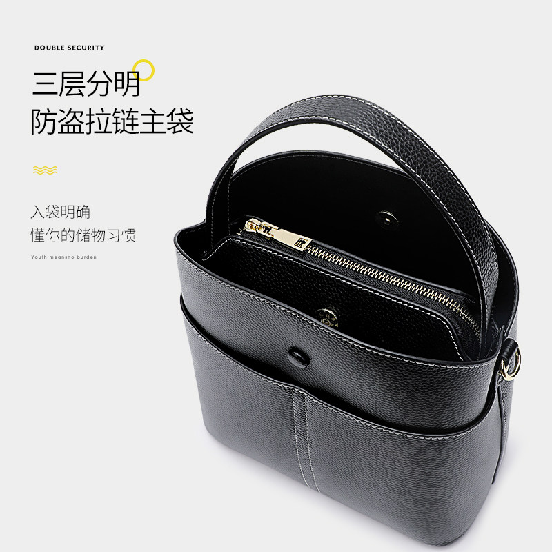 真皮女2020新款大容量洋气潮水桶包 七黛女士包袋