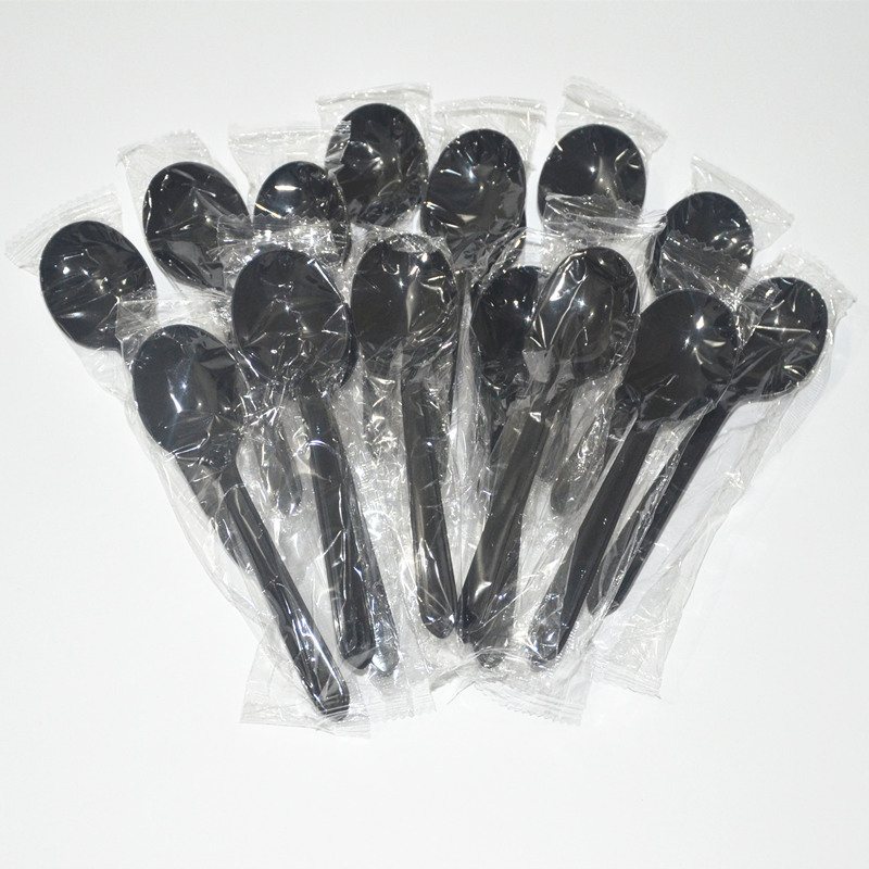 一次性塑料勺子DS1长柄羹中式汤勺冰激凌蛋糕刨冰布丁炒酸奶 包邮 - 图2