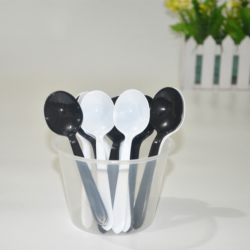 一次性塑料勺子DS1长柄羹中式汤勺冰激凌蛋糕刨冰布丁炒酸奶 包邮 - 图1