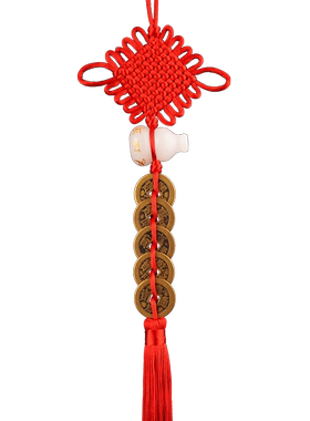 纯铜真品五帝钱门对门中国结挂件