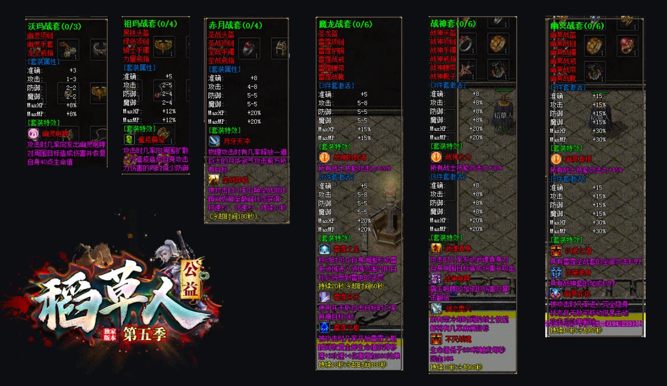 传奇单机联机版稻草人特色复古176三职业套装BUFF装备强化火灵GEE