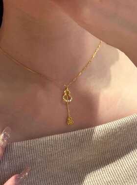 沙金碎碎冰葫芦流苏项链女款轻奢吊坠新中式福禄情人节百搭款礼物