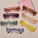 UV proof rectangular retro male and female punk sunglasses