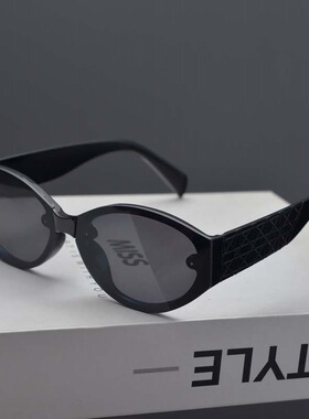 美式复古朋克风猫眼墨镜女潮圆脸高级感护目防紫外线痞帅太阳眼镜