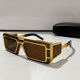 European and American retro square sunglasses for men with round face