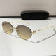 Oval metal frameless cut-edge sunglasses with concave shape