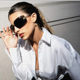 UV proof square retro male and female letter sunglasses