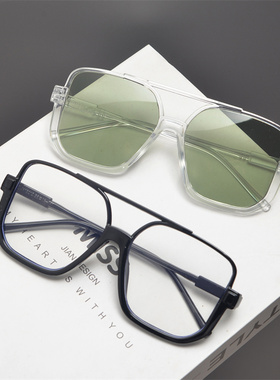 防紫外线方形复古男女双梁太阳镜