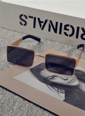 千禧机能感方形窄框朋克风墨镜