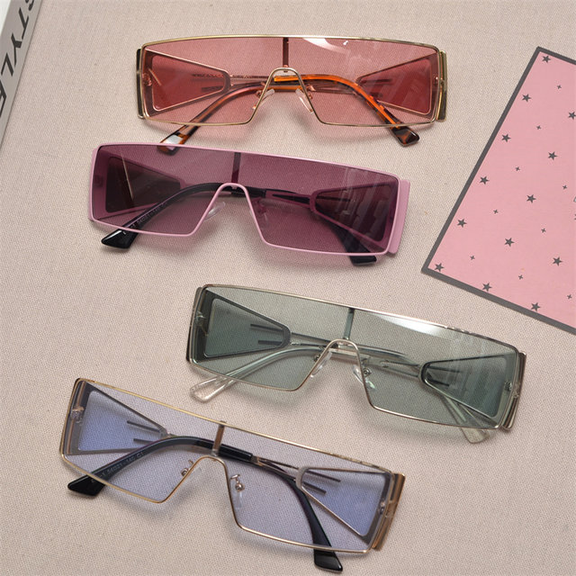 UV proof rectangular retro male and female punk sunglasses