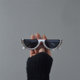 European and American Internet celebrity diamond-encrusted half-frame glasses with concave shape ins big face slimming sunglasses beach resort street shooting sunglasses