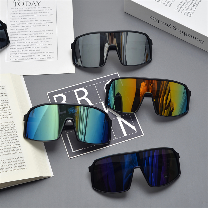 y2k墨镜男女潮户外骑行爬山跑步滑雪眼镜炫彩大框护目防风太阳镜 - 图0