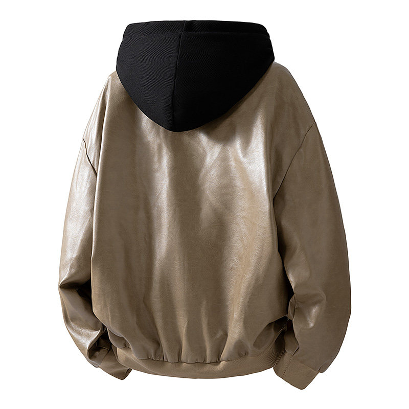 罗蒙皮衣外套男士春秋季2026新款时尚潮流男装休闲连帽皮夹克男款,淘宝优惠券,粉丝福利购,淘宝优惠卷