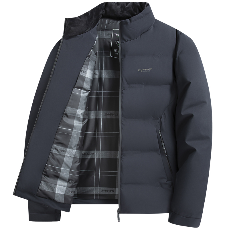 罗蒙短款棉衣男士2024新款休闲加厚棉袄中老年爸爸装冬季外套棉服