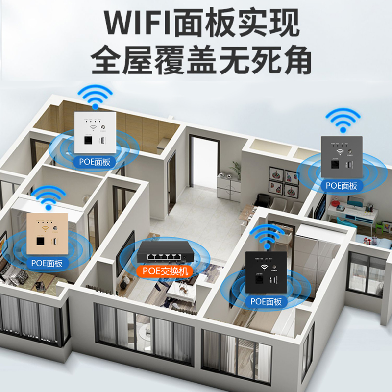 86无线AP面板千兆双频网络路由器面板酒店AC全屋wifi覆盖信号放大 - 图1