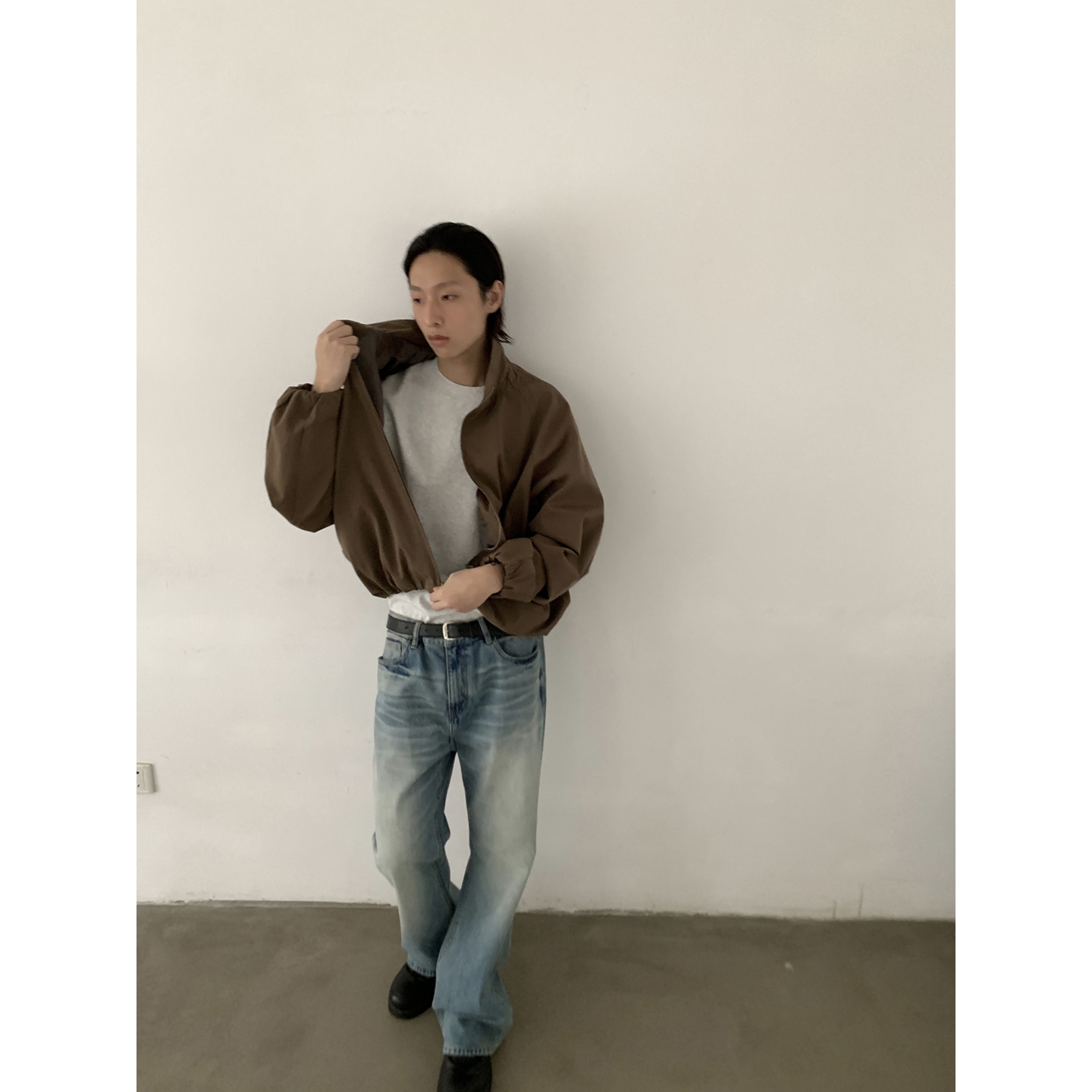 INKNOTS美式复古短宽松clean fit夹克男女潮牌休闲立领外套上衣 - 图3