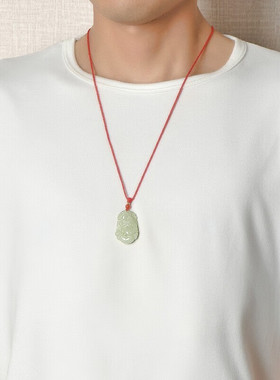 情侣和田白玉坠龙马鸡狗项链