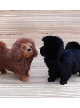 仿真小藏獒兔皮毛工艺品桌面摆件