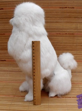 贵妇犬摆件兔皮毛工艺品