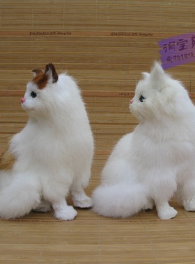 仿真猫咪摆件兔皮毛工艺品花猫