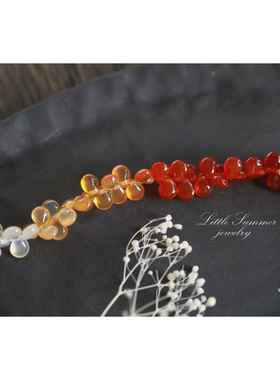 层林尽染*印度进口天然红橙黄色系渐变玉髓水滴14K包金原创手链女