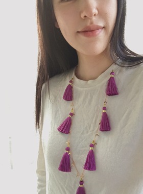 流苏镀金毛衣链女原创设计