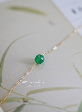 女14K包金天然绿玉髓原创手链