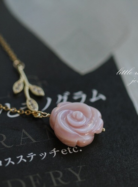 原创精雕花朵包金锆石树叶锁骨链