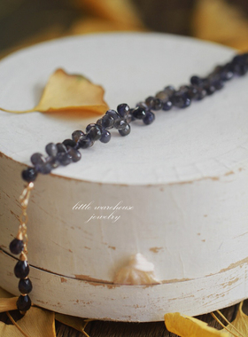 little原创雾姬*印度天然堇青石水滴14K包金流苏手链仙女宝石手串