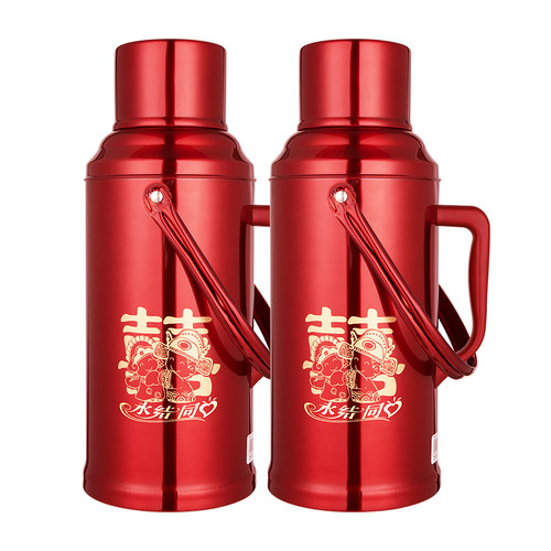 结婚用热水瓶喜庆红色茶瓶婚庆保温壶开水瓶暖壶暖瓶陪嫁水瓶一对 - 图3