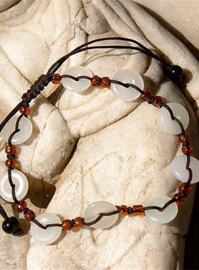 5426天然新疆和田玉籽料手链