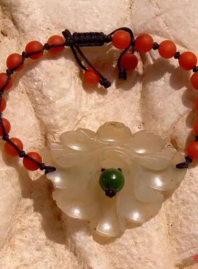 天然新疆和田玉籽料花手链