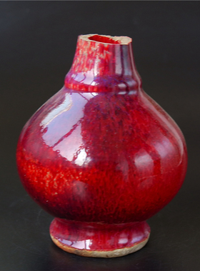 流=辉红釉天球瓶 郎窑红祭红釉单色釉瓷器瓷瓶雅器收藏文人瓷